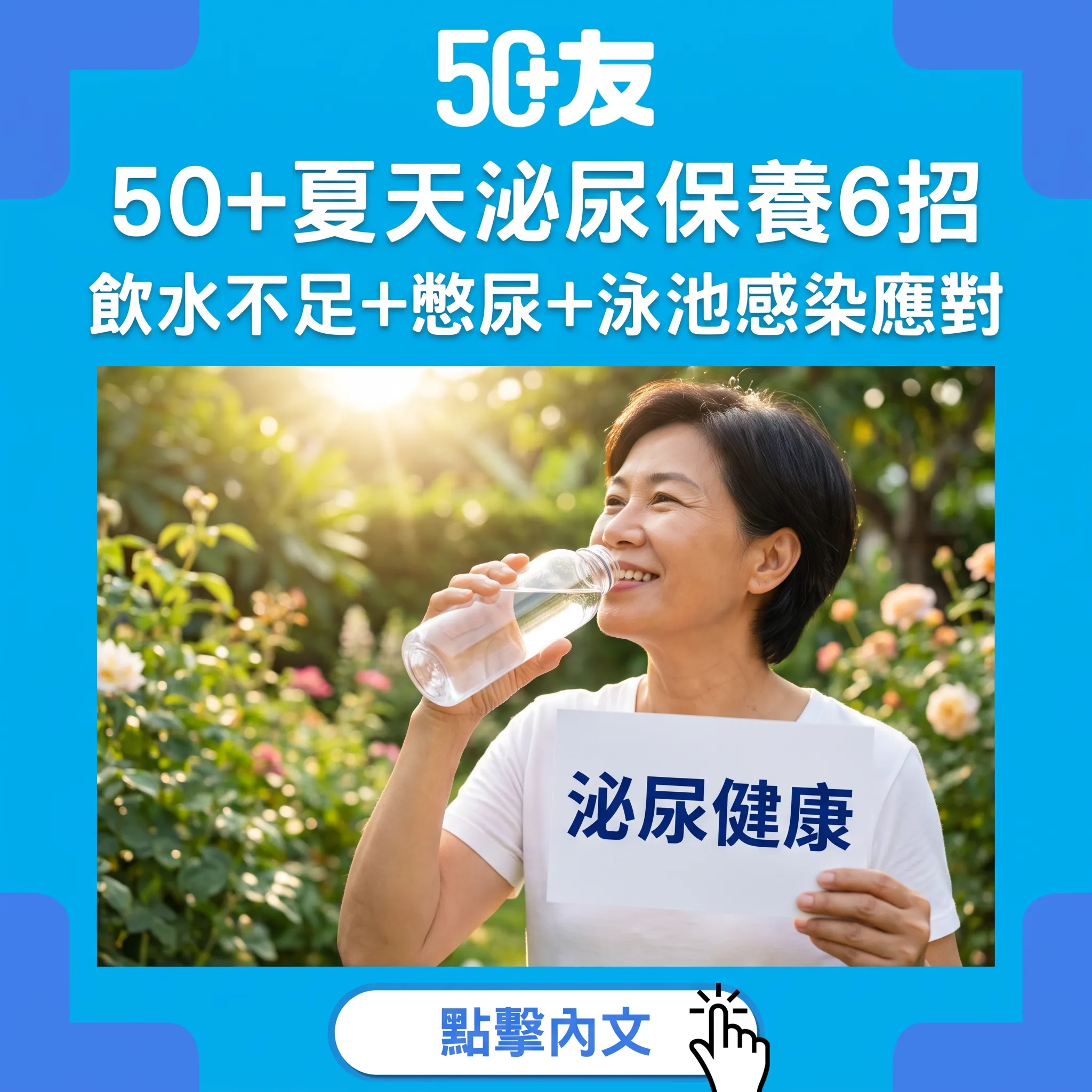 50+夏天泌尿保養6招！飲水不足+憋尿+泳池感染4大危機應對指南