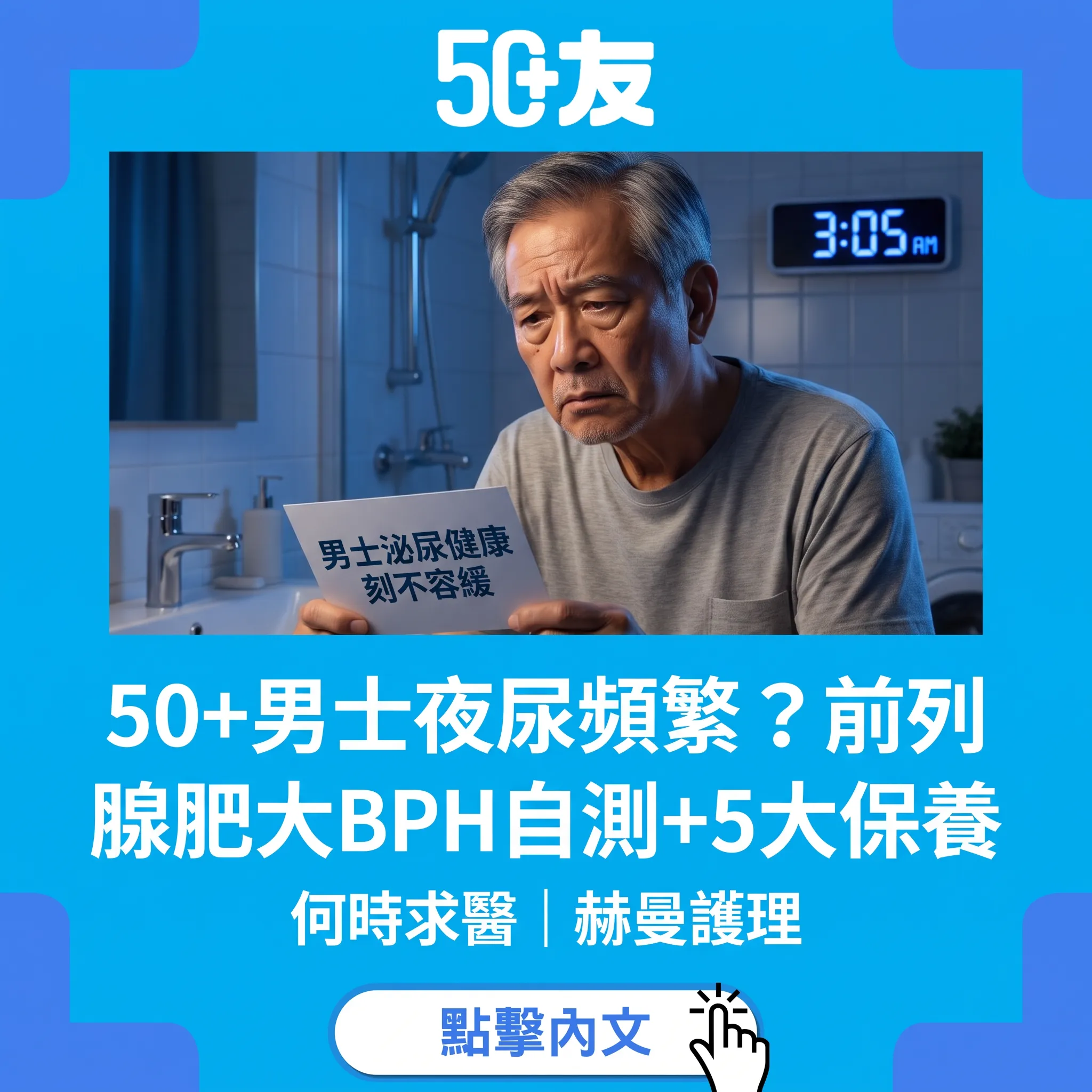 50+男士前列腺肥大BPH完整指南：IPSS自測+5大保養+治療方案
