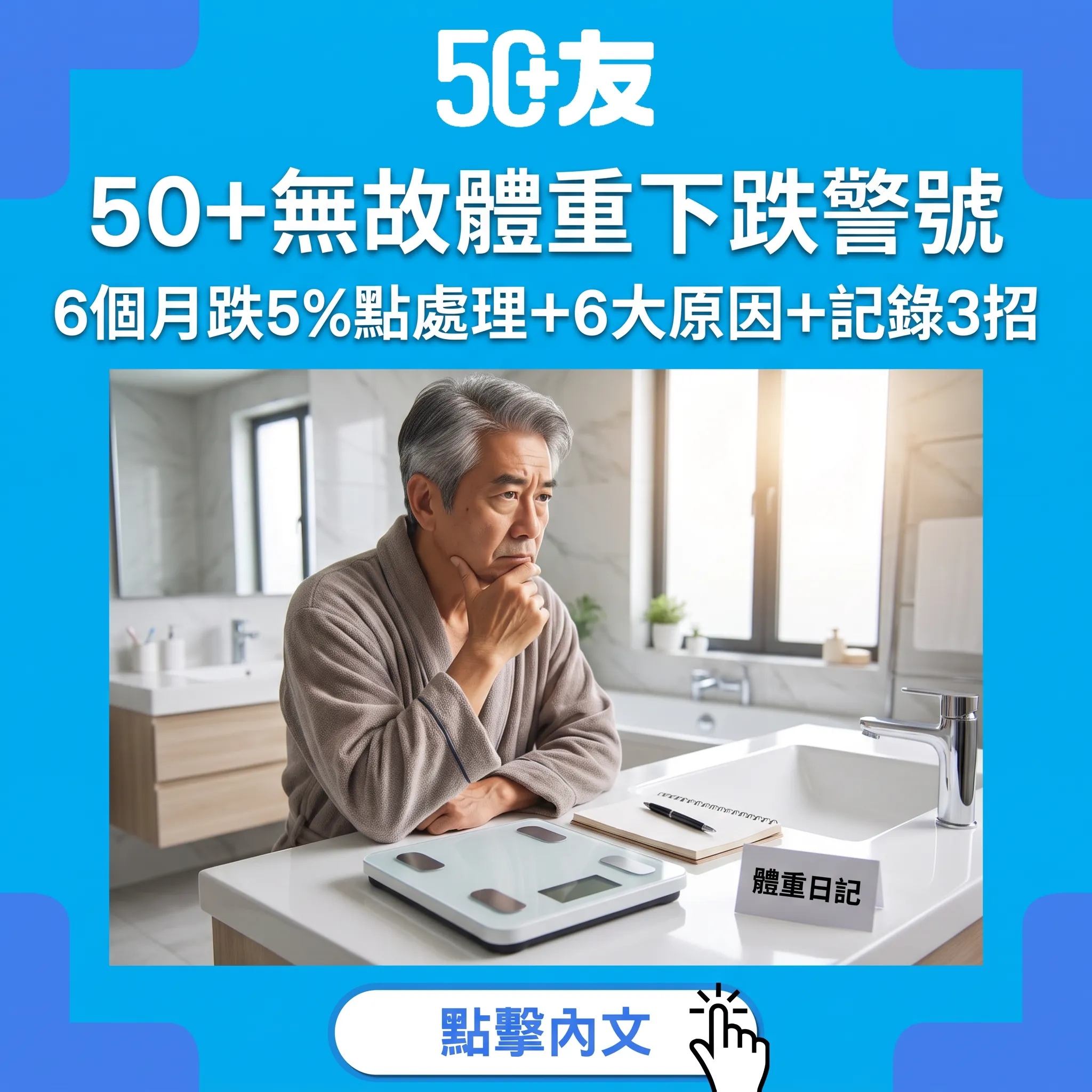 50+體重無故下跌唔好急住開心：6大原因+3個記錄動作+求醫時機