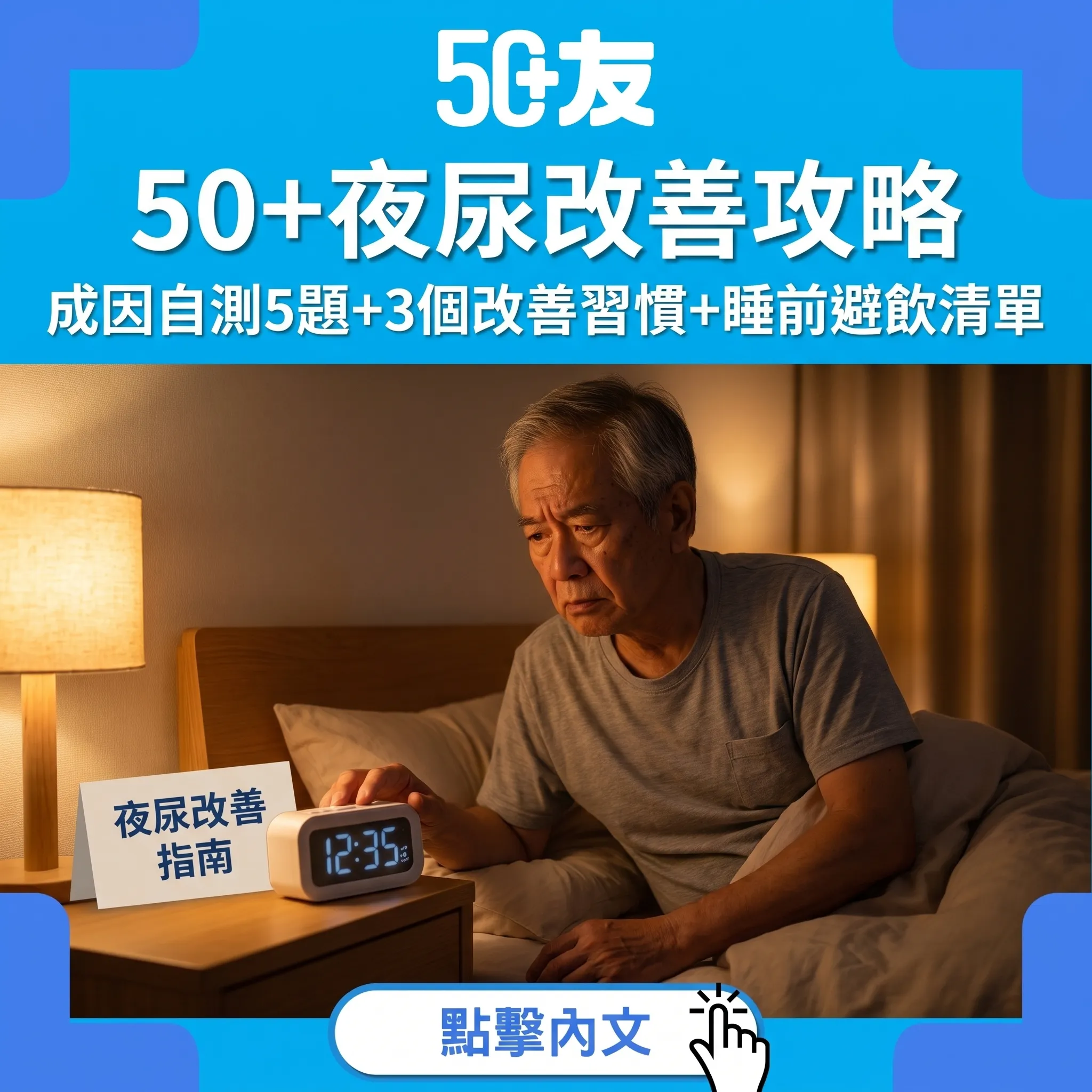 50+夜尿超過2次？5題自測成因+3個改善習慣+睡前避飲清單完整指南