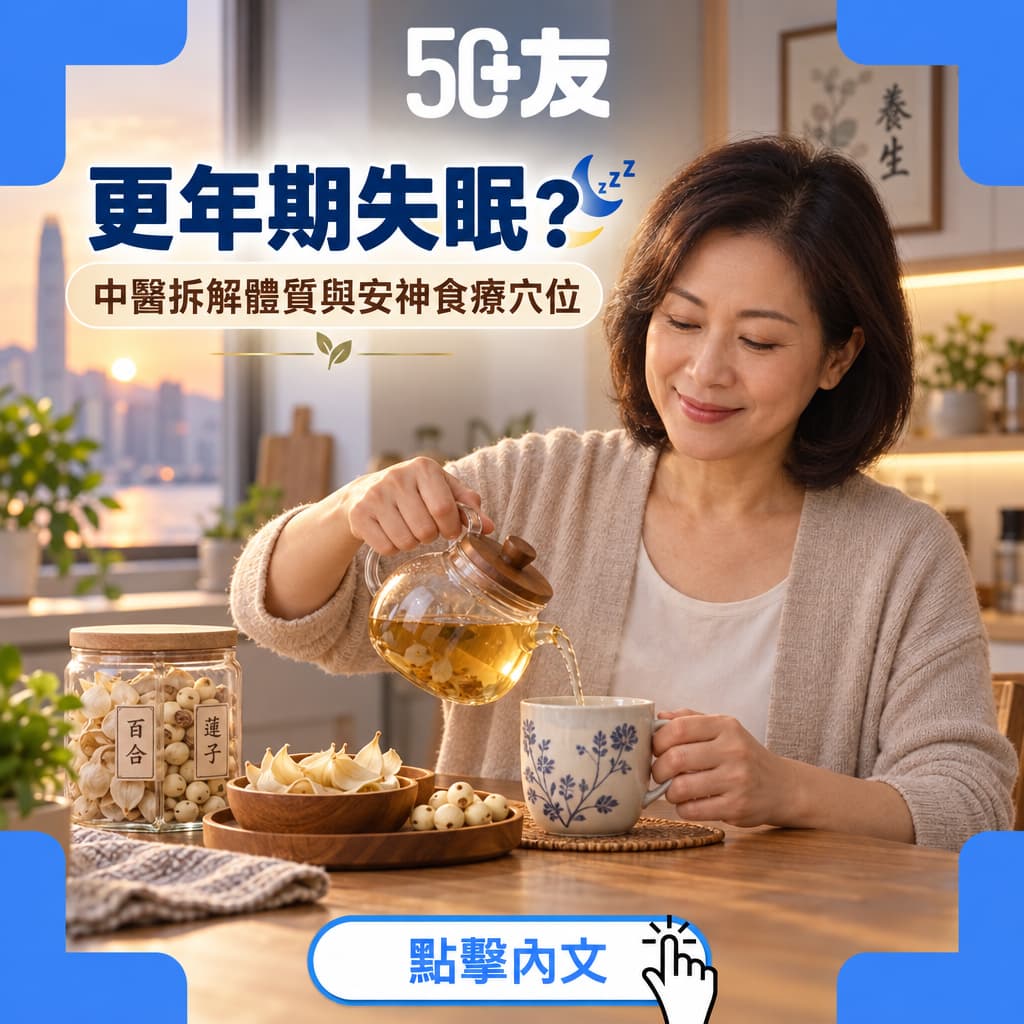 50後更年期徹夜難眠？香港註冊中醫拆解3大體質與食療穴位