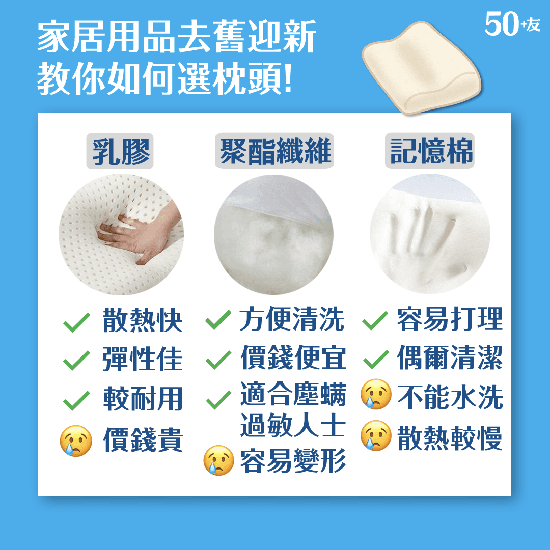 家居用品去舊迎新 教你如何選枕頭！